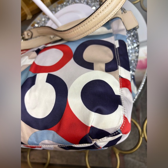 Coach 2013 Ashley Op Art Satin Multi Print Hobo Bag EUC - Picture 12 of 14